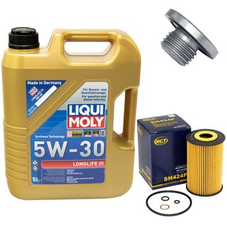 Motorl Set 5W-30 5 Liter + lfilter SH 424 P + lablassschraube 48876