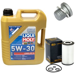 Engine Oil Set 5W-30 5 liters + Oilfilter SCT SH 425 L + Oildrainplug 46398