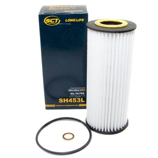 Engine Oil Set 5W-30 5 liters + Oilfilter SCT SH 453 L + Oildrainplug 48876