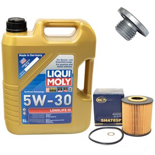 Motorl Set 5W-30 5 Liter + lfilter SH 4789 P + lablassschraube 48876
