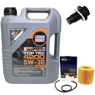 Engine Oil Set 5W-30 5 liters + Oilfilter SCT SH 4051 P + Oildrainplug 172445