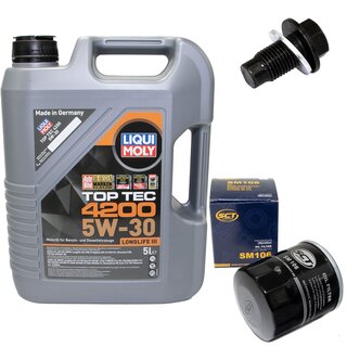 Engine Oil Set 5W-30 5 liters + Oilfilter SCT SM 106 + Oildrainplug 172445