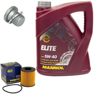 Engine Oil Set 5W40 5 liters + Oilfilter SCT SH 4035 P + Oildrainplug 46398