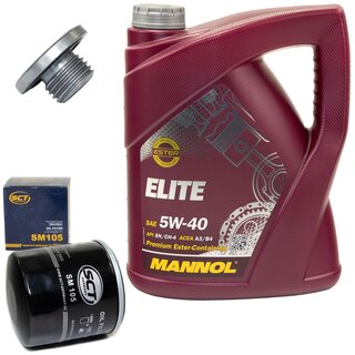 Engine Oil Set 5W40 5 liters + Oilfilter SCT SM 105 + Oildrainplug 48876