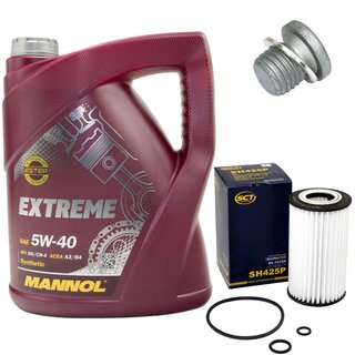 Engine Oil Set 5W-40 5 liters + Oilfilter SCT SH 425 P + Oildrainplug 46398
