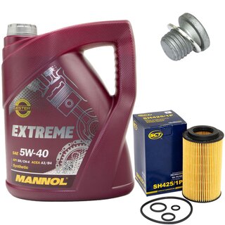 Engine Oil Set 5W-40 5 liters + Oilfilter SCT SH 425/1 P + Oildrainplug 46398