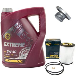 Engine Oil Set 5W-40 5 liters + Oilfilter SCT SH 426 L + Oildrainplug 48876