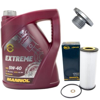 Engine Oil Set 5W-40 5 liters + Oilfilter SCT SH 453 L + Oildrainplug 48876