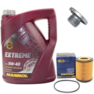 Engine Oil Set 5W-40 5 liters + Oilfilter SCT SH 4784 P + Oildrainplug 48876