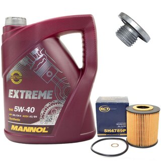Engine Oil Set 5W-40 5 liters + Oilfilter SCT SH 4789 P + Oildrainplug 48876