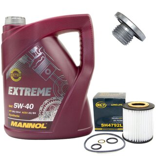 Engine Oil Set 5W-40 5 liters + Oilfilter SCT SH 4792 L + Oildrainplug 48876
