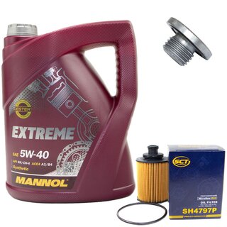 Motorl Set 5W-40 5 Liter + lfilter SH 4797 P + lablassschraube 48876