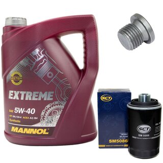Engine Oil Set 5W-40 5 liters + Oilfilter SCT SM 5086 + Oildrainplug 103328