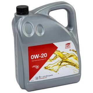 Engine Oil Set 0W-20 5 liters + Oilfilter Febi Bilstein 171346 + Oildrainplug 101250