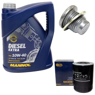 Engine Oil Set 10W40 5 liters + Oilfilter SCT SK 809 + Oildrainplug 101250