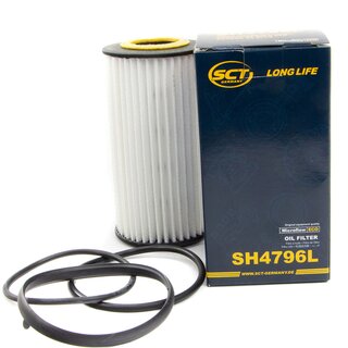 Engine Oil Set 15W50 5 liters + Oilfilter SCT SH 4796 L + Oildrainplug 48871