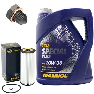 Engine Oil Set 10W-30 5 liters + Oilfilter SCT SH 420 L + Oildrainplug 12281