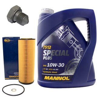 Engine Oil Set 10W-30 5 liters + Oilfilter SCT SH 421 P + Oildrainplug 03272