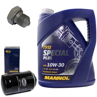 Engine Oil Set 10W-30 5 liters + Oilfilter SCT SM 5086 + Oildrainplug 03272