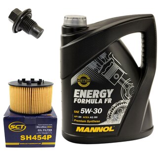 Engine Oil Set 5W30 5 liters + Oilfilter SCT SH 454 P + Oildrainplug 21096