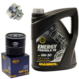 Engine Oil Set 5W30 5 liters + Oilfilter SCT SM 134 + Oildrainplug 30269