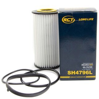 Engine Oil Set 5W30 5 liters + Oilfilter SCT SH 4796 L + Oildrainplug 48874