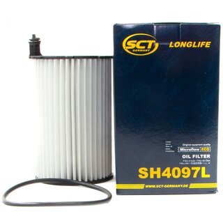 Engine Oil Set 0W-20 5 liters + Oilfilter SCT SH 4097 L + Oildrainplug 103328