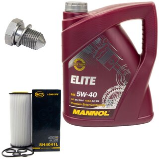 Engine Oil Set 5W40 5 liters + Oilfilter SCT SH 4041 L + Oildrainplug 48871