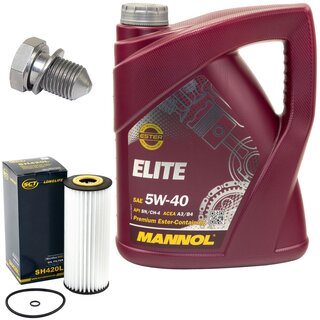 Engine Oil Set 5W40 5 liters + Oilfilter SCT SH 420 L + Oildrainplug 48871