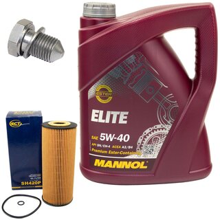 Engine Oil Set 5W40 5 liters + Oilfilter SCT SH 420 P + Oildrainplug 48871