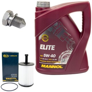 Engine Oil Set 5W40 5 liters + Oilfilter SCT SH 4771 L + Oildrainplug 48871