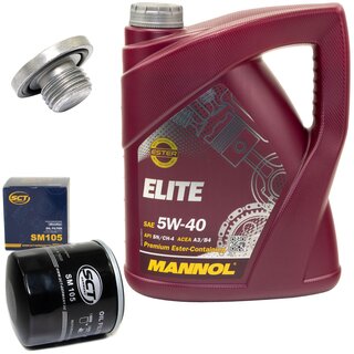 Engine Oil Set 5W40 5 liters + Oilfilter SCT SM 105 + Oildrainplug 04572