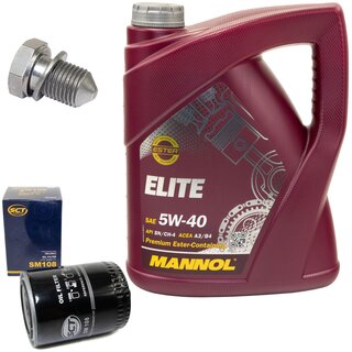 Engine Oil Set 5W40 5 liters + Oilfilter SCT SM 108 + Oildrainplug 48871
