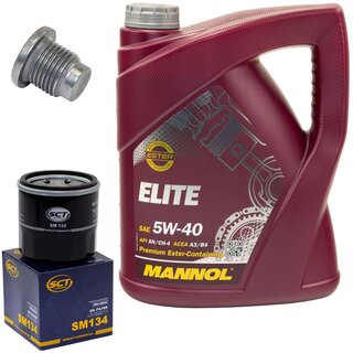 Engine Oil Set 5W40 5 liters + Oilfilter SCT SM 134 + Oildrainplug 48880