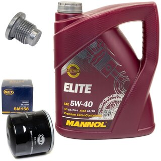 Engine Oil Set 5W40 5 liters + Oilfilter SCT SM 158 + Oildrainplug 48880