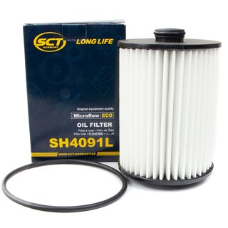 Engine Oil Set 5W-40 5 liters + Oilfilter SCT SH 4091 L + Oildrainplug 15374