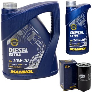 Motor oil set of Engine oil MANNOL Diesel EXTRA 10W40 API CH-4/SL 6 liter + oil filter SM 122