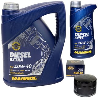 Motorl Set Motorl MANNOL Diesel EXTRA 10W40 API CH-4/SL 6 Liter + lfilter SM 142