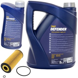 Motorl Set Motorl teilsynthetisch MANNOL Defender 10W-40 API SN 6 Liter + lfilter SH 420 P
