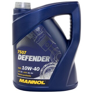Motorl Set Motorl teilsynthetisch MANNOL Defender 10W-40 API SN 6 Liter + lfilter SM 122