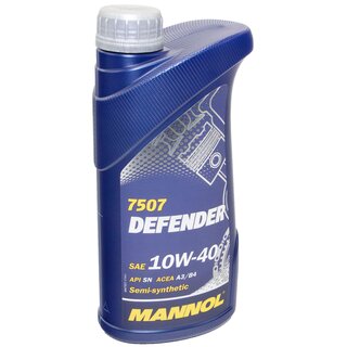 Motorl Set Motorl teilsynthetisch MANNOL Defender 10W-40 API SN 6 Liter + lfilter SM 122