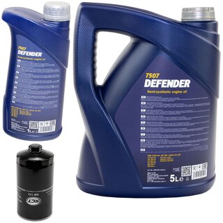 Motor oil set of Engine oil semisynthetic MANNOL Defender 10W-40 API SN 6 liter + oil filter SM 122