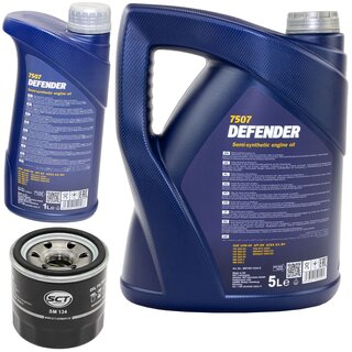 Motorl Set Motorl teilsynthetisch MANNOL Defender 10W-40 API SN 6 Liter + lfilter SM 134
