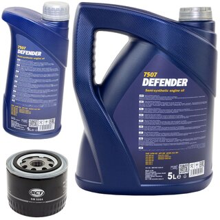 Motor oil set of Engine oil semisynthetic MANNOL Defender 10W-40 API SN 6 liter + oil filter SM 5084