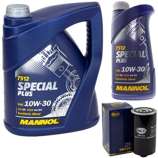 Motorl Set Motorl MANNOL 10W-30 Special Plus API SN 6 Liter + lfilter SM 122