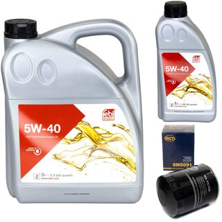 Motor oil set of Engine oil Febi SAE 5W-40 6 liter + oil filter SM 5091
