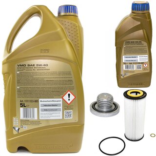 Motor oil set of Engine Oil RAVENOL VMO SAE 5W-40 6 liter + oil filter SH 453 L + Oildrainplug 04572