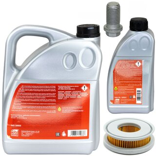 Motor oil set of Engine oil Febi SAE 10W-40 6 liter + oil filter SH 4765 + Oildrainplug 08277