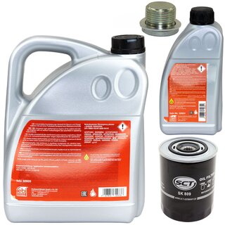 Motor oil set of Engine oil Febi SAE 10W-40 6 liter + oil filter SK 809 + Oildrainplug 37944